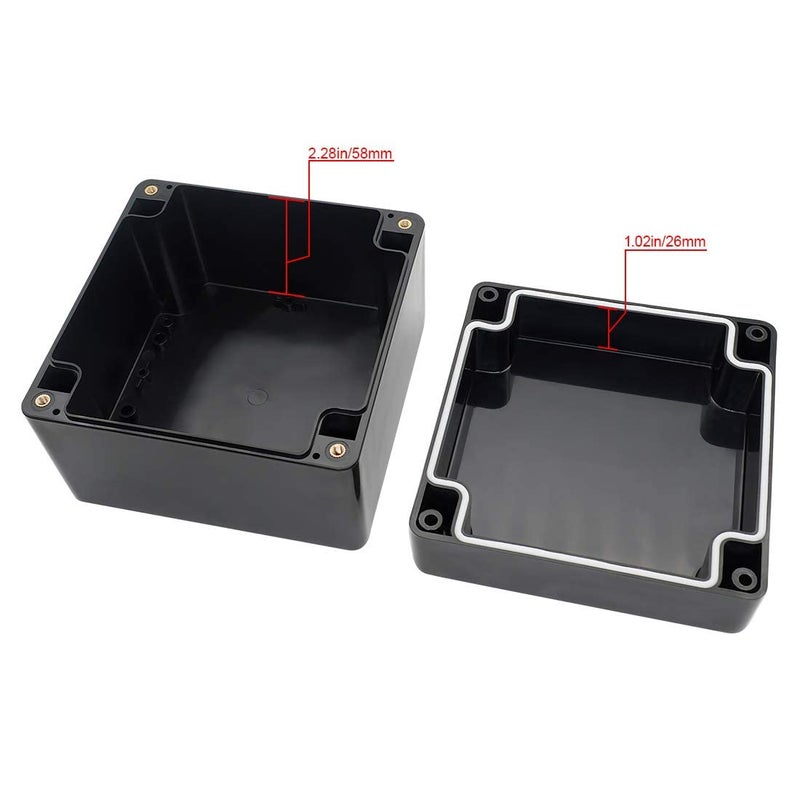 LeMotech ABS Plastic Electrical Project Case Power Junction Box, Project Box Black 4.7" x 4.7" x 3.5" (120 x 120 x 90 mm)(Pack of 1) - Image 3